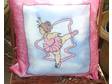 Hand painted beautiful silk pillow with a little girl